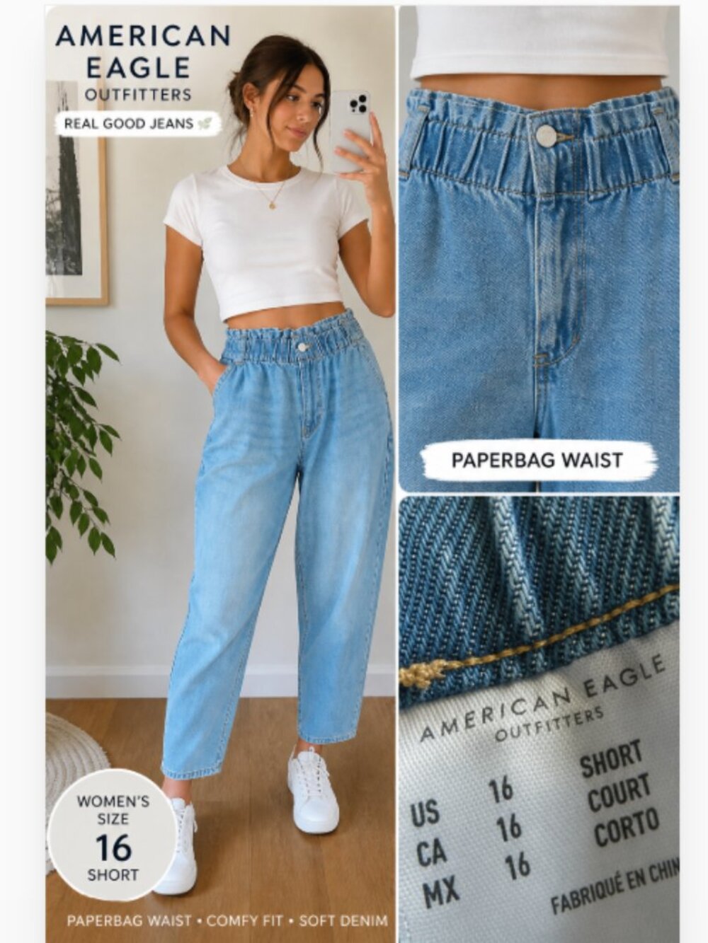 AMERICAN EAGLE JEANS SIZE 16 SHORT